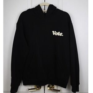 Talentless Mens Vote Graphic Hoodie Black Cotton Fleece Sweatshirt Size Medium